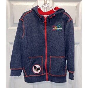 Disney World Parks Youth 2018 Front Zip Hoodie Sweatshirt Sz S Blue Embroidered